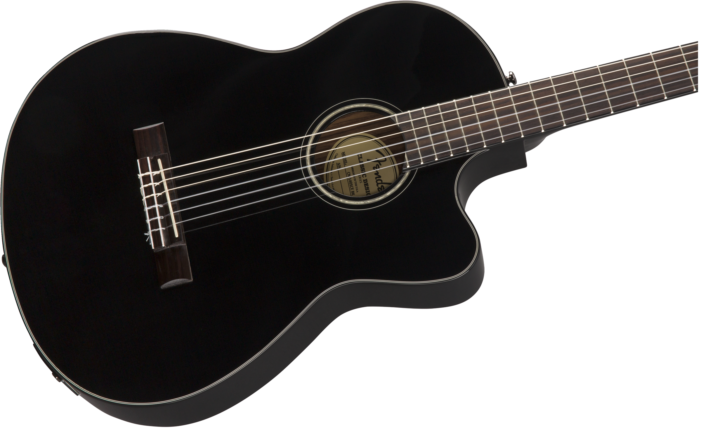 Fender CN-140SCE Nylon Thinline Classical Guitar Black w/Case