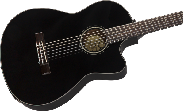 Fender CN-140SCE Nylon Thinline Classical Guitar Black w/Case