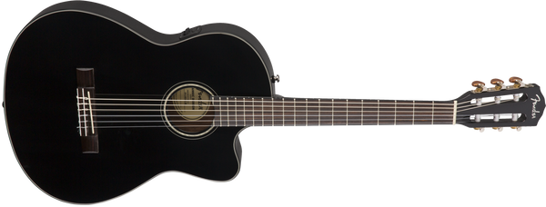 Fender CN-140SCE Nylon Thinline Classical Guitar Black w/Case