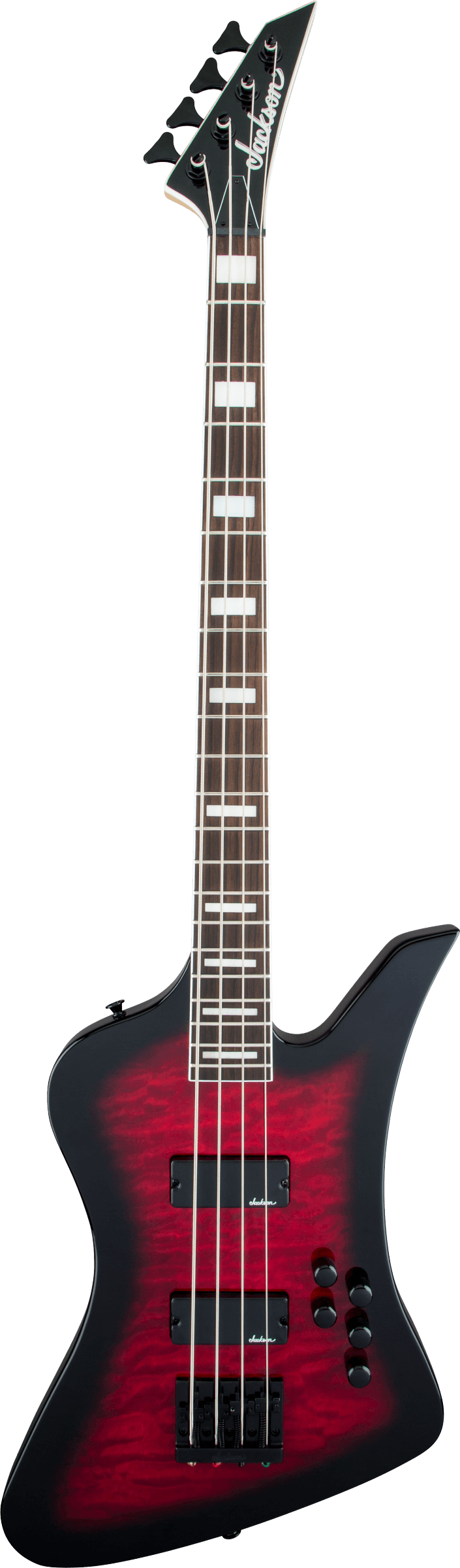 Jackson JS Series Kelly Bird Bass JS3Q Transparent Red Burst