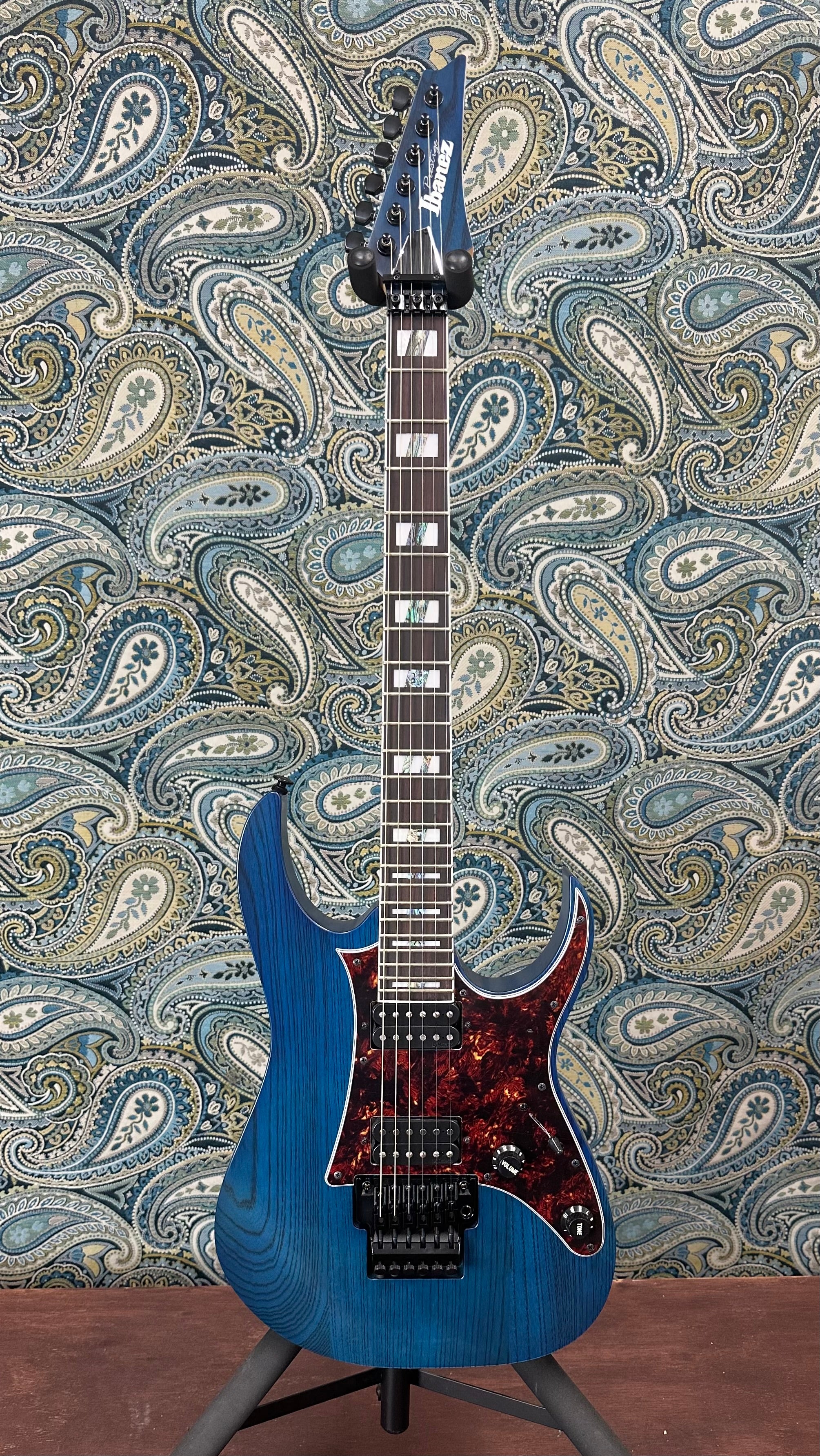 Ibanez MIJ Prestige RG653DX Transparent Deep Blue Flat w/Molded Hard Case