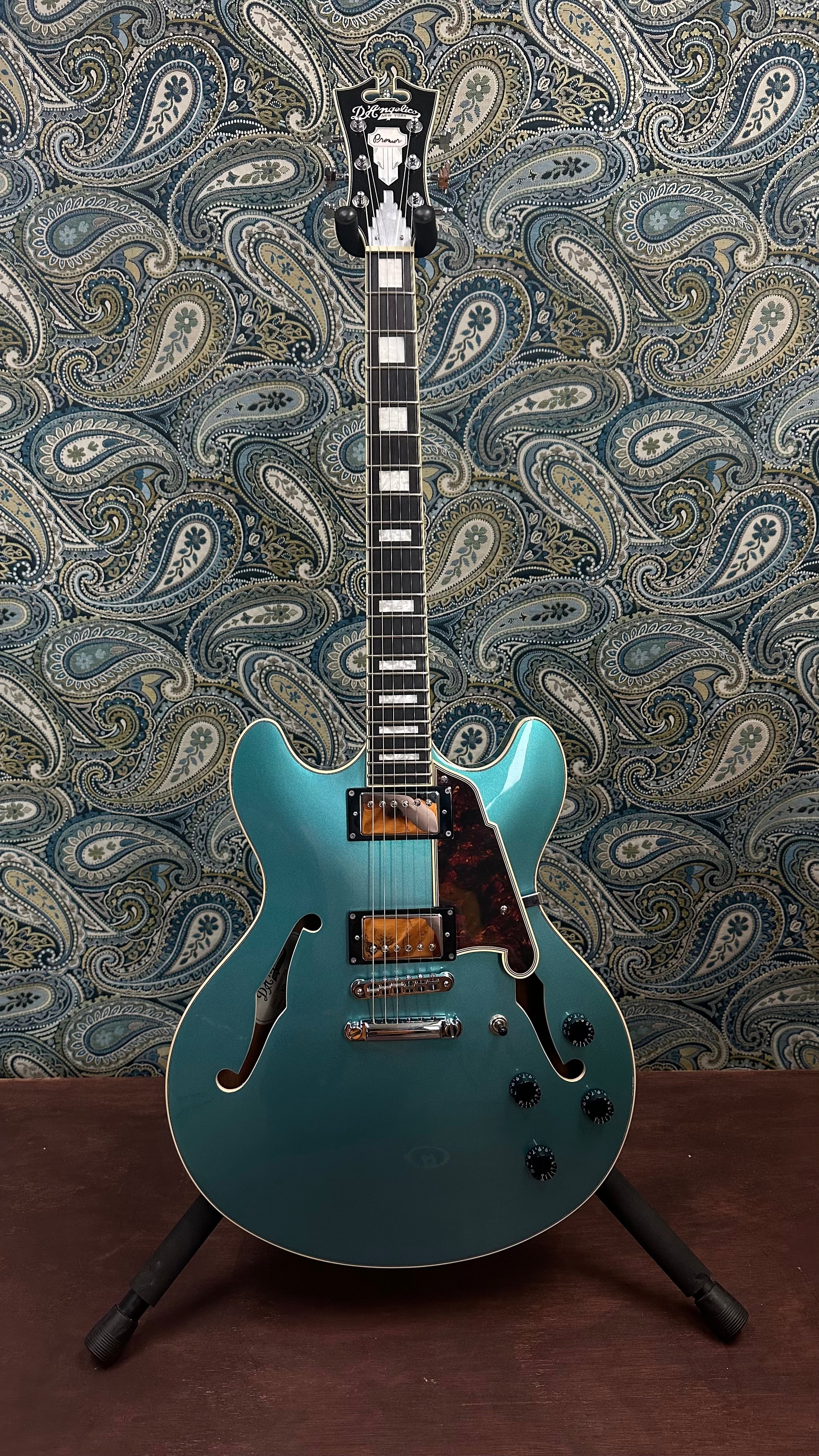 Used D'Angelico Premier DC Stopbar Semi-Hollow Body Electric Guitar Ocean Turquoise w/Hard Case