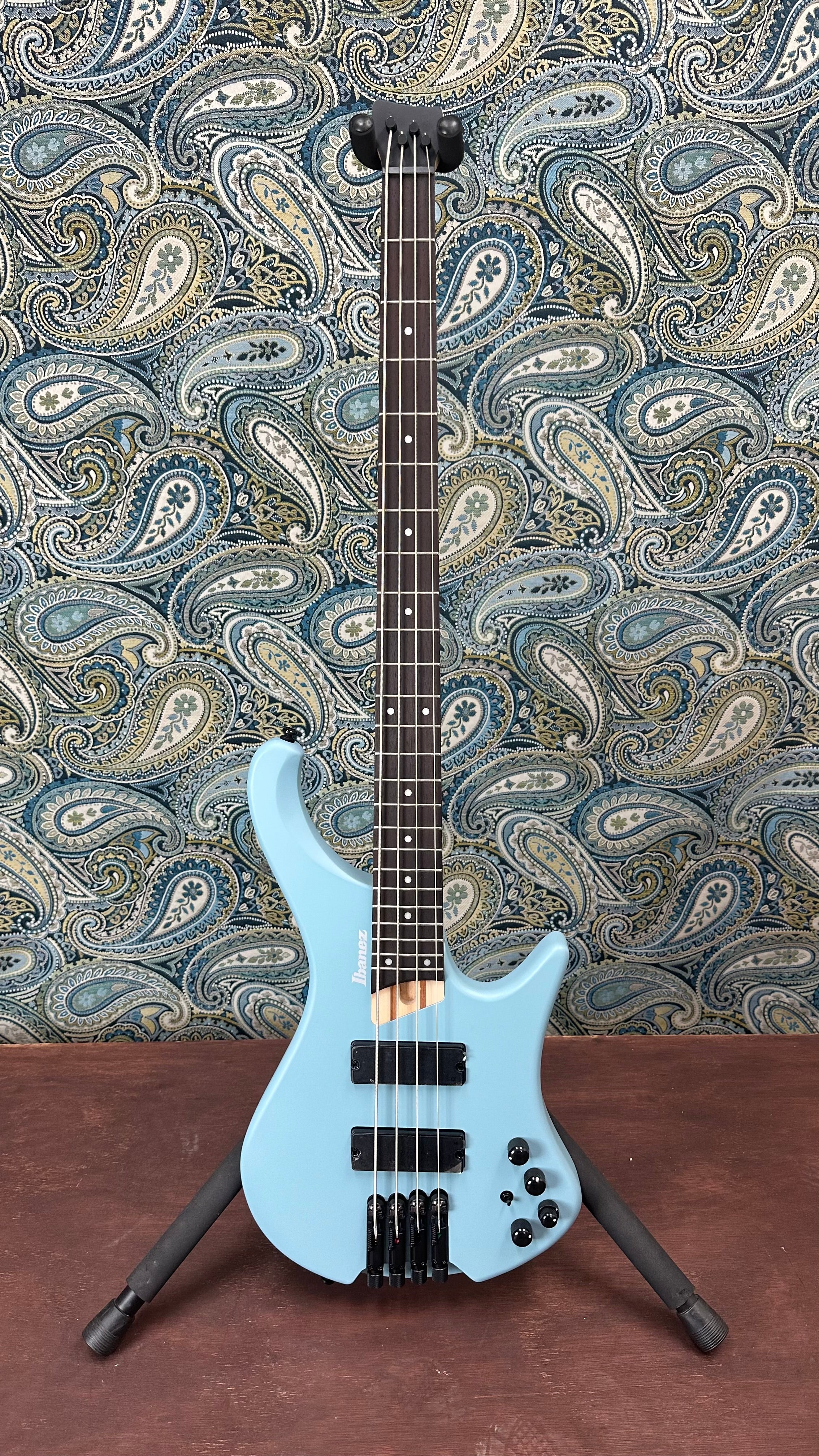 Ibanez EHB600 Workshop Headless 4-String Electric Bass Guitar Purist Blue Matte w/Premium Gig Bag