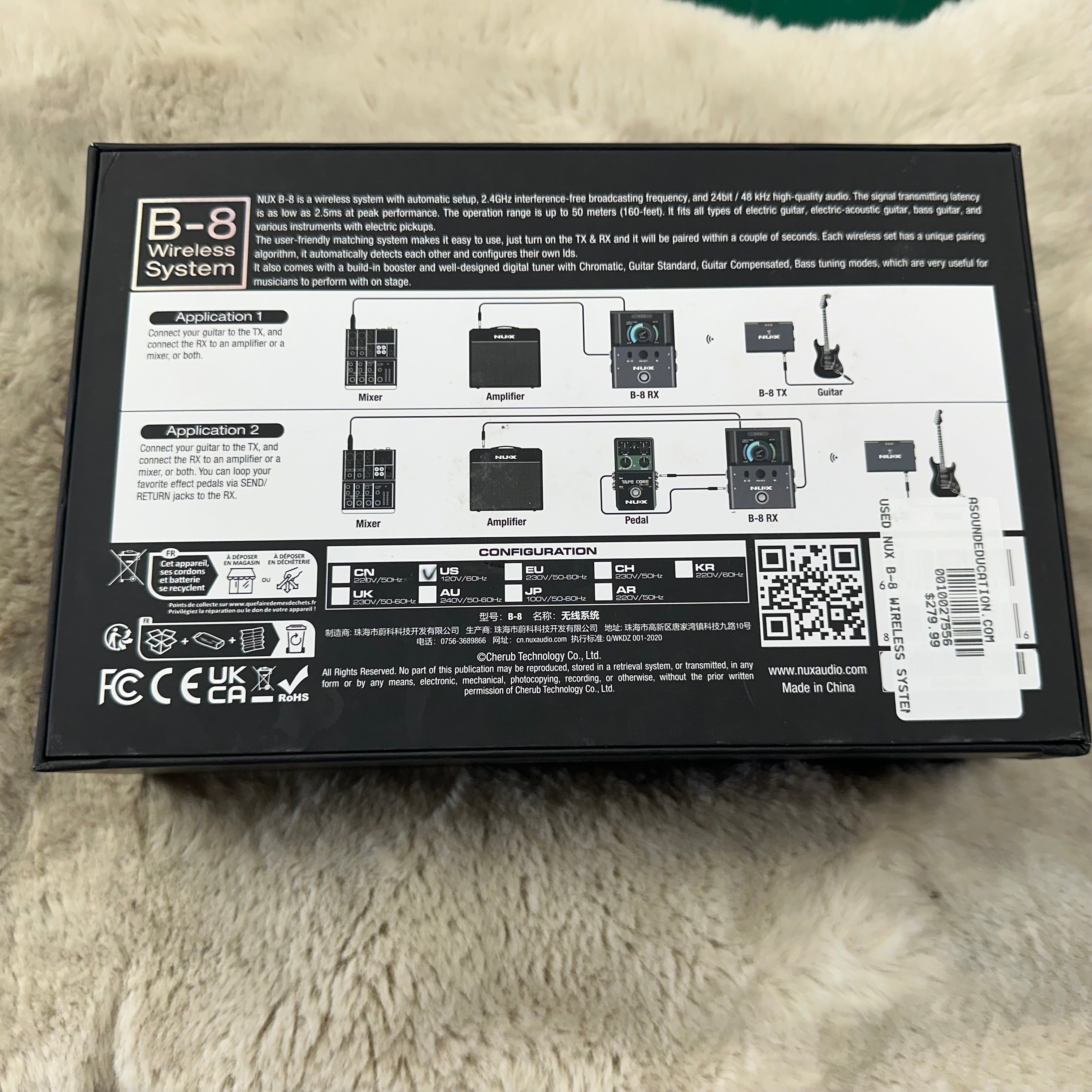 Used NUX B-8 2.4GHz Wireless System For Guitar/Bass