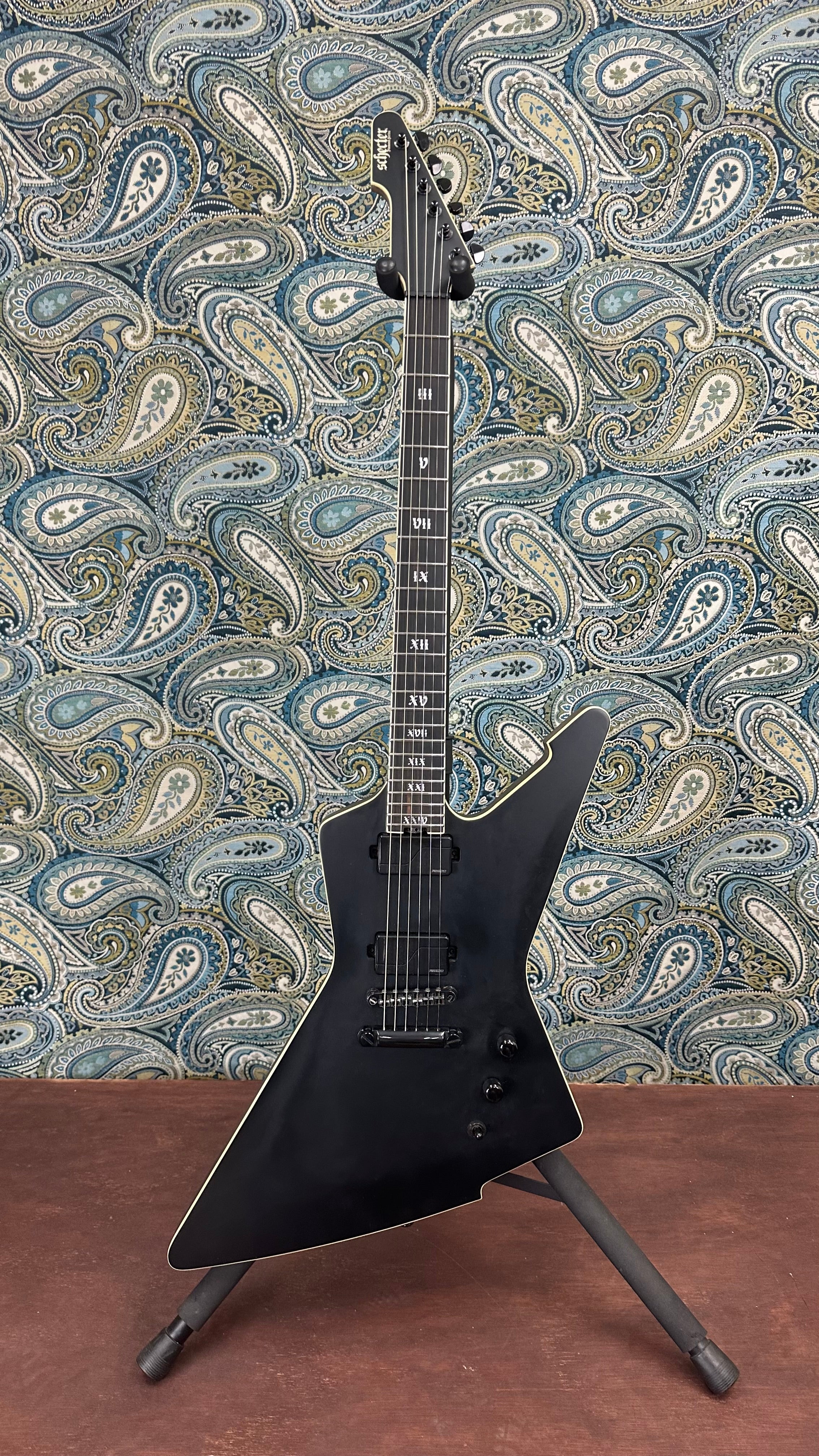 Used Schecter E-1 SLS Evil Twin Satin Black w/Hard Case