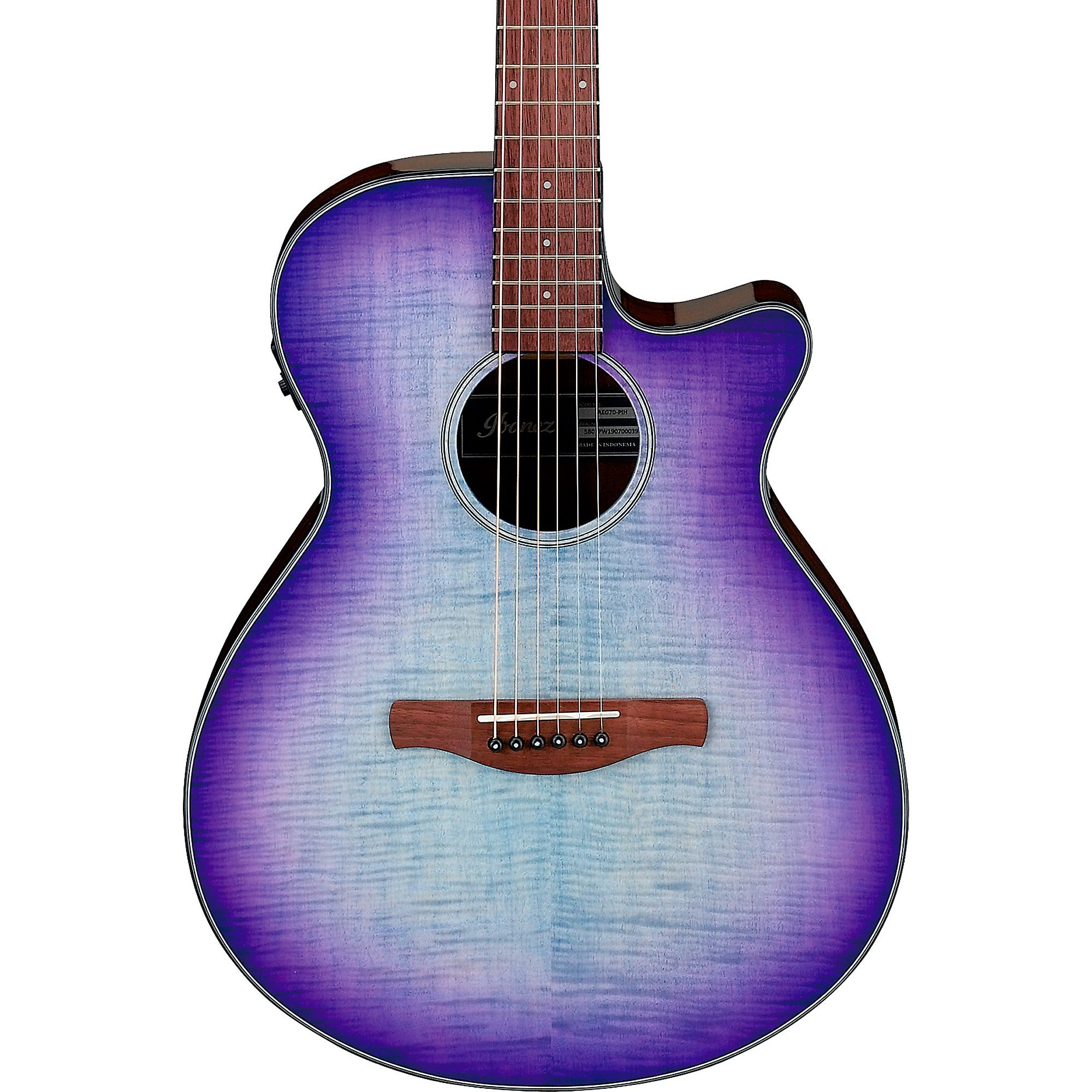 Ibanez AEG70 Flamed Maple Top Grand Concert Acoustic-Electric Guitar Purple Iris