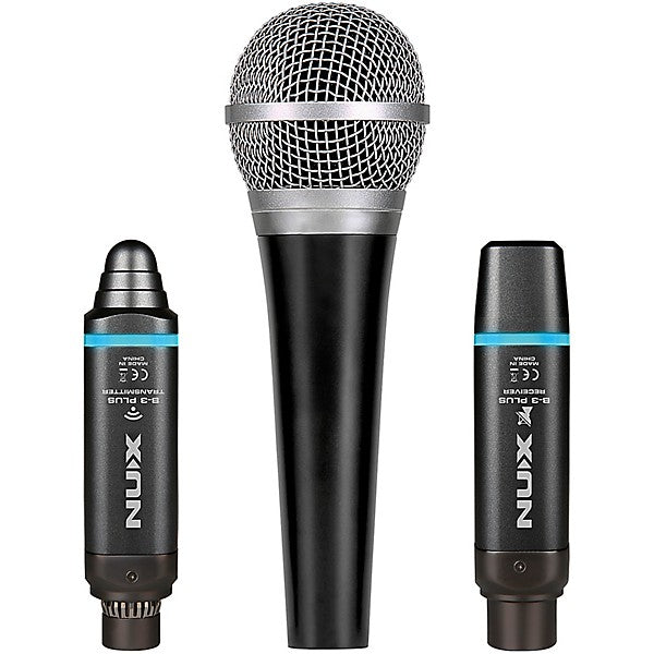NUX B-3 Plus Wireless Mic System Bundle With Dynamic Mic, Clip, Adapter Cable and Hot Shoe Black