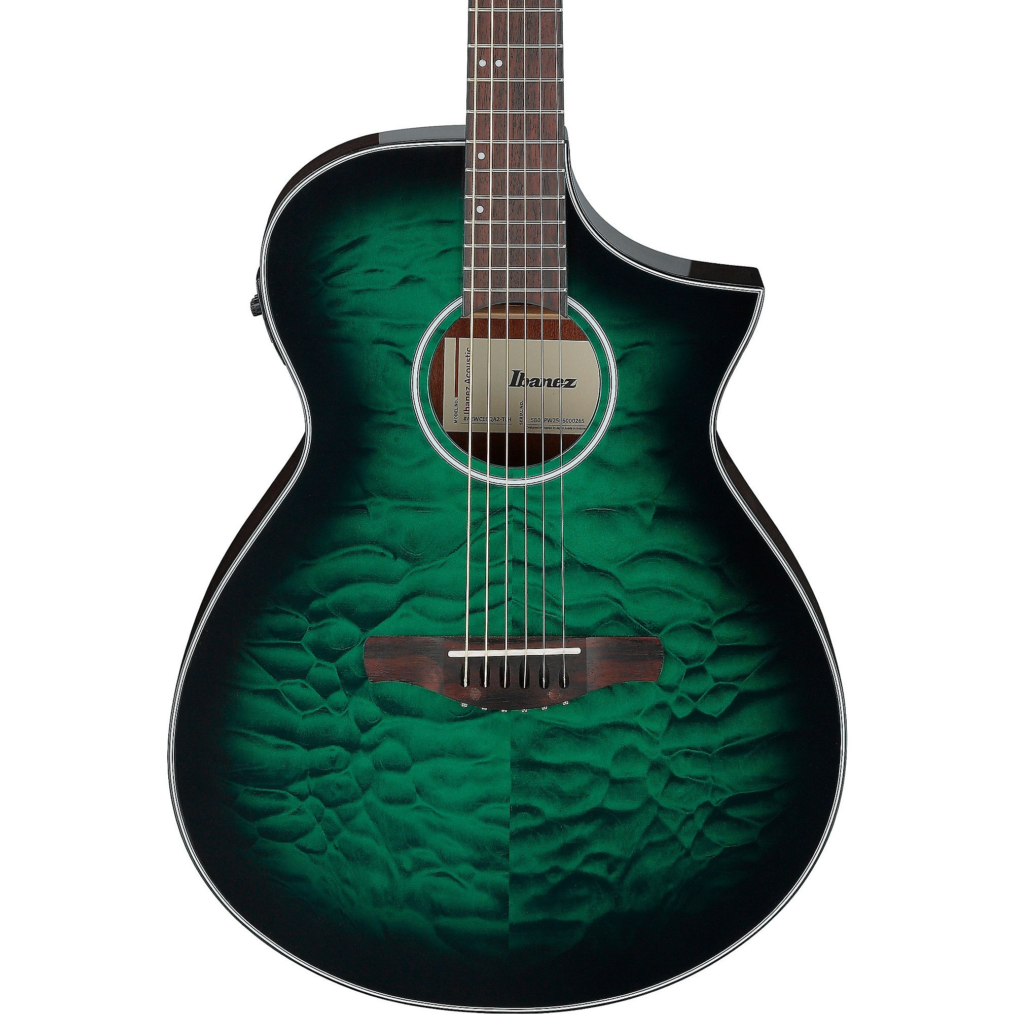 Ibanez AEWC16QA Auditorium Acoustic-Electric Guitar Transparent Emerald Burst