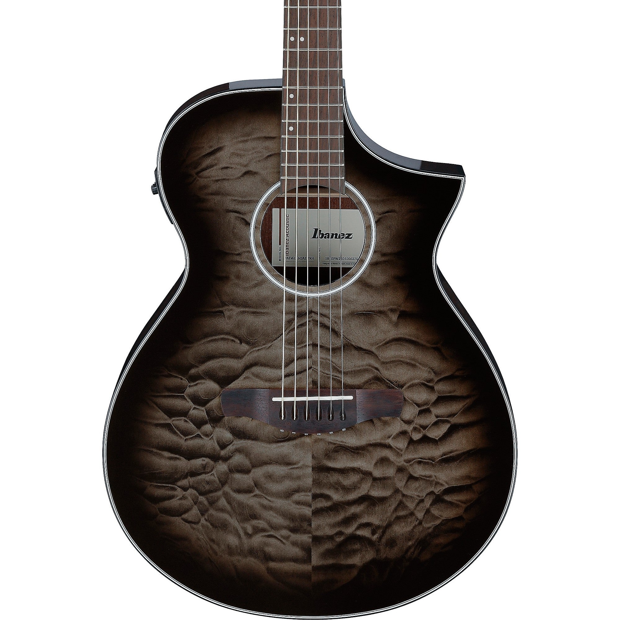 Ibanez AEWC16QA Auditorium Acoustic-Electric Guitar Transparent Black Sunburst