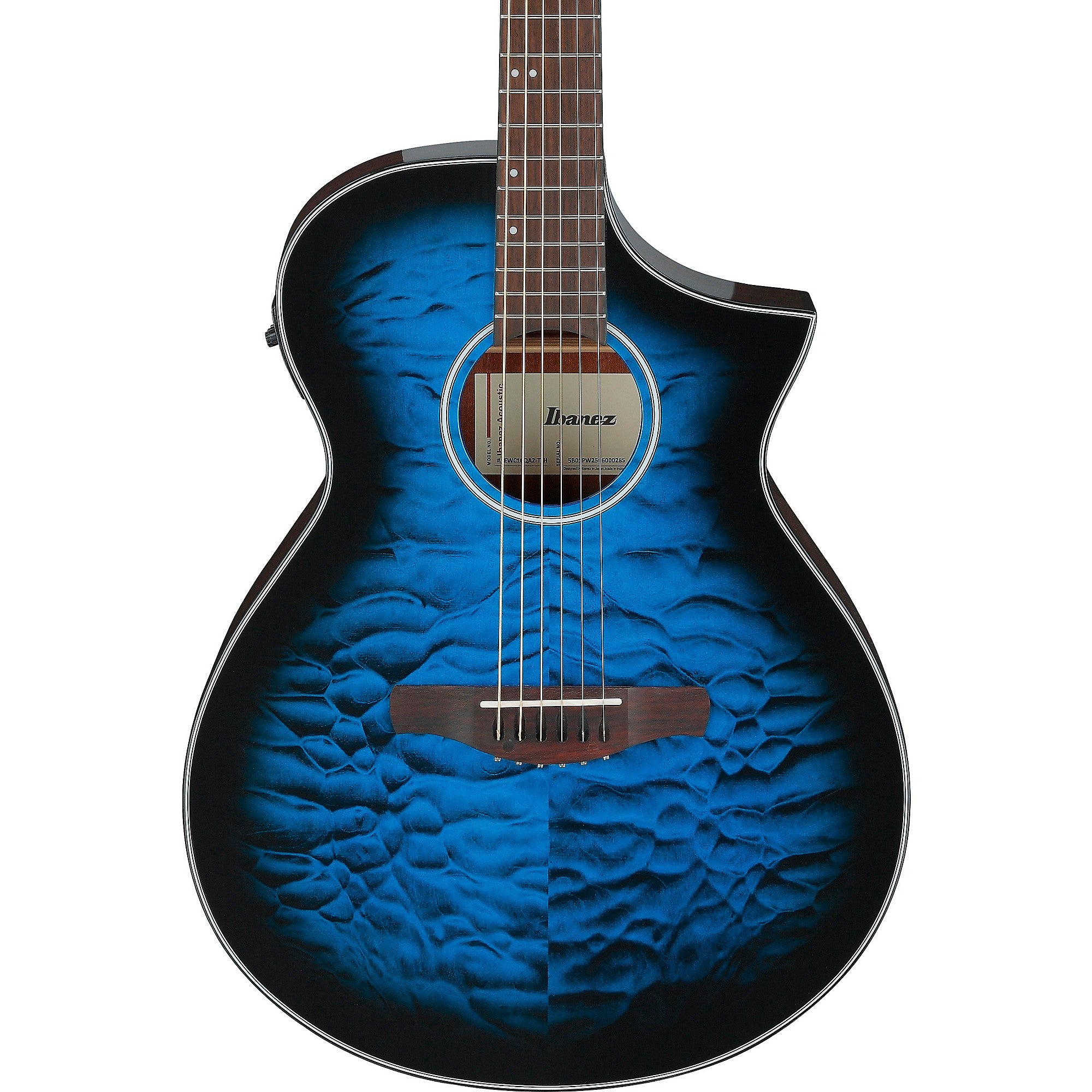 Ibanez AEWC16QA Auditorium Acoustic-Electric Guitar Transparent Blue Sunburst