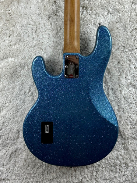 Used Sterling Musicman Stingray RAY34 Blue Sparkle w/Gig bag